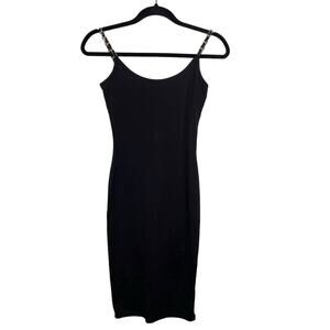 Absolutely Love It Sleeveless Babydoll Spaghetti‎ Strap Tank Dress Chain Black S